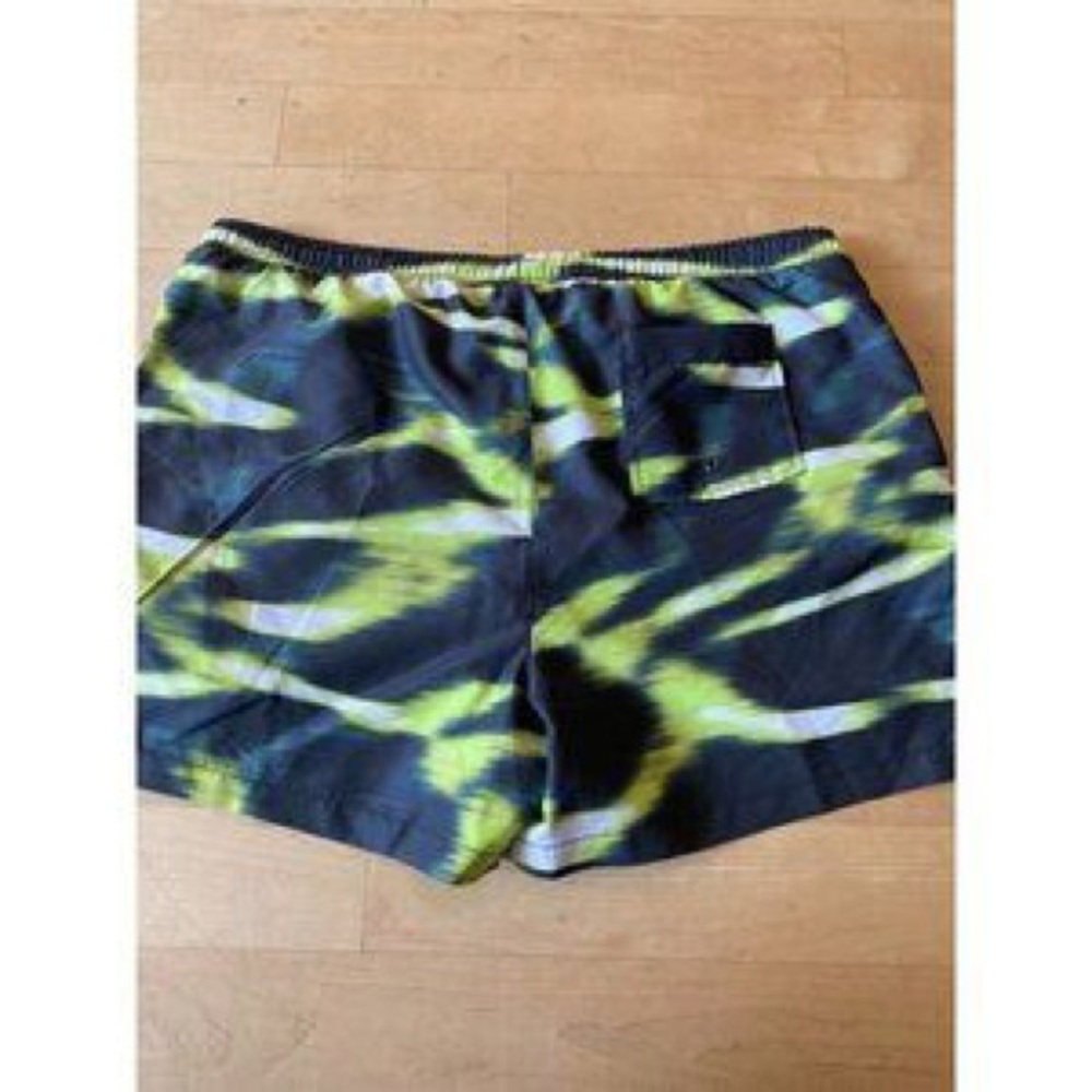 Men's Black & Lime Green Swim Trunks - Athletic Beach Shorts - Picture 5 of 6